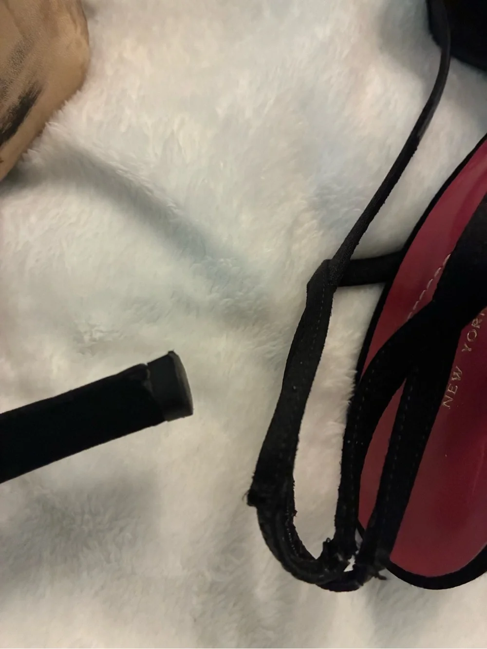 kate spade Black Slingback Crisscross Peep-Toe Heels with Red Insole